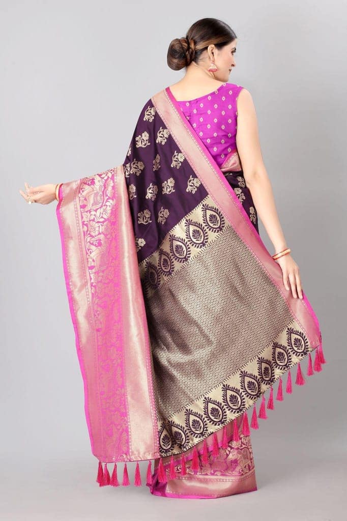 Designer Heavy Border Weaving Work With Rich Pallu and Jalar view 3