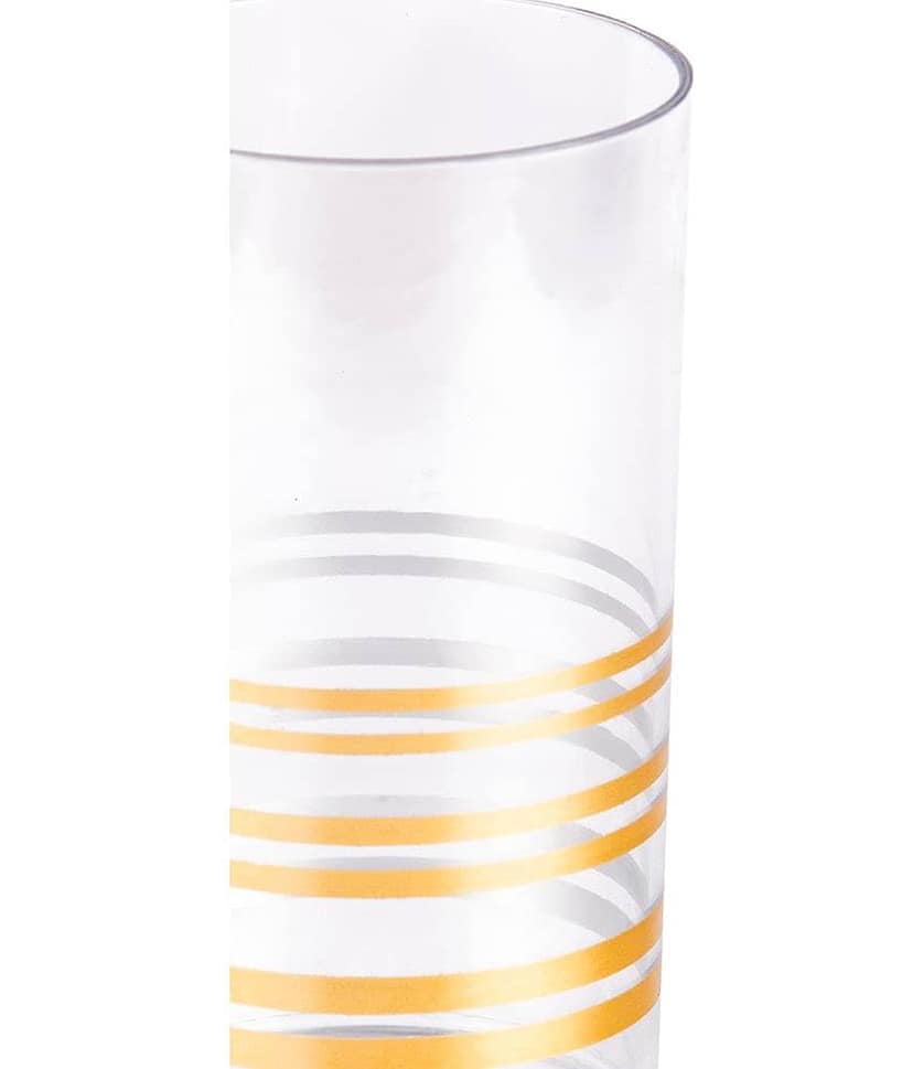 HomePro CLEAR GOLD GLASS Plastic Glasses 300 ml ( Pack of 2 ) view 2