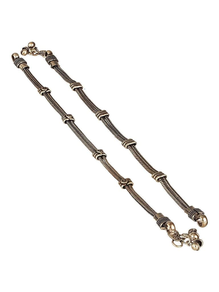 Set of 2 Oxidised Silver Lookalike Minimal Dailywear Anklet Payal view 4