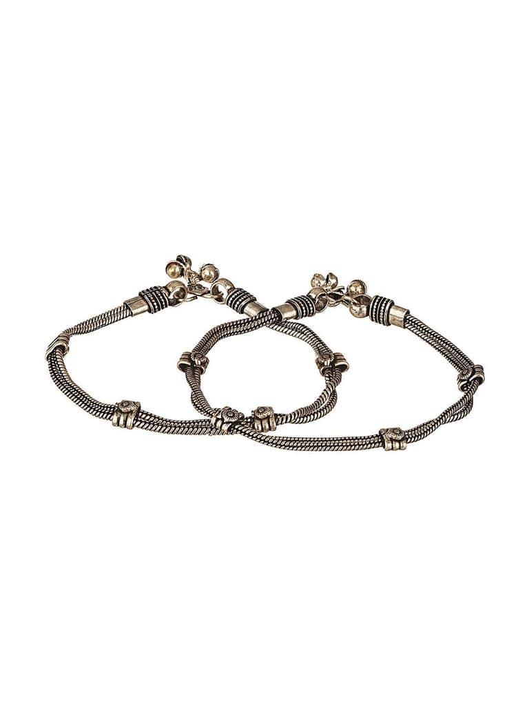 Set of 2 Oxidised Silver Lookalike Minimal Dailywear Anklet Payal view 6