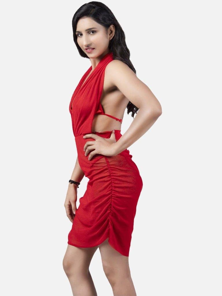 Sheer Net Hot Red Babydoll Bikini Night Dress for Honeymoon K12Rd view 2