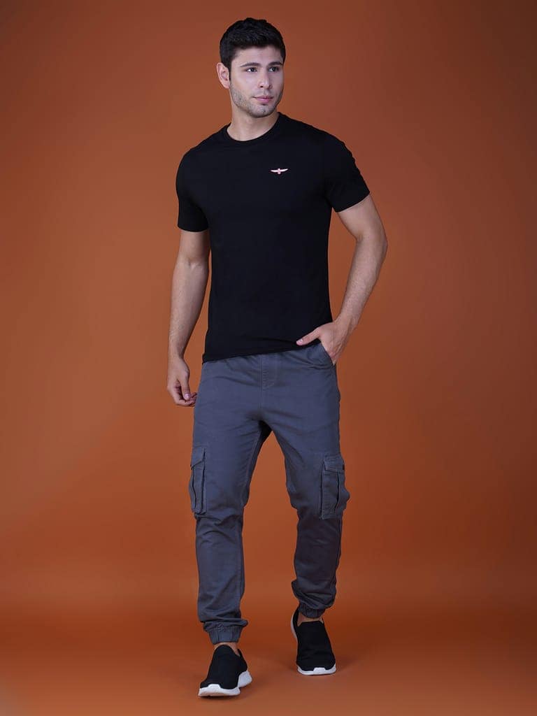 Men's Casual Cotton Jersey Tee Black view 5