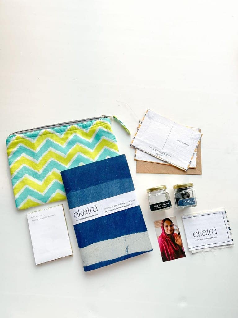 Sustainable Gratitude Hamper by Ekatra -Indigo Stripes view 2
