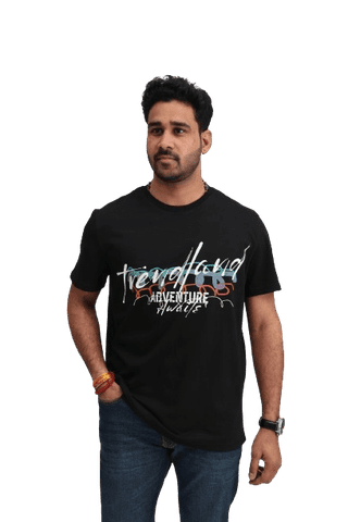 TRENDLAND Men's Pure Cotton ||180 GSM || Front Print & Back Solid || Round Neck Half Sleeve Regular Fit T-Shirt for Men (Pack of 1)