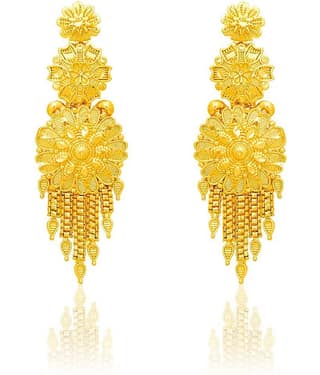 LUV FASHION Golden Chandelier Earrings ( Pack of 1 )