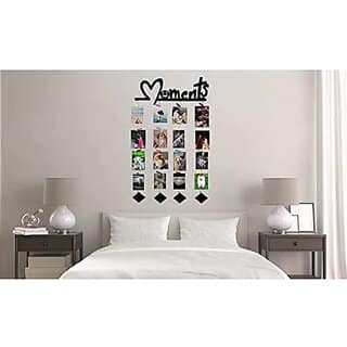 Khush Its Amazing Home Decor Wood Moments With Squre Hanging Photo Display, DIY Picture Photo Frame Collage Set Includes Multi colour Clips view 2