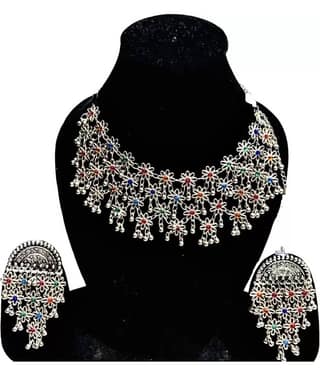 Samridhi DC Silver Alloy Necklace Set ( Pack of 1 )