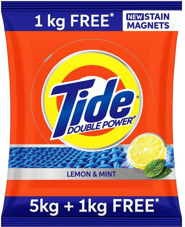 Tide Detergent Washing Powder - Lemon & Mint, Extra Power, Tide+, 5 kg 4 kg Pack + 1 kg Pack Free