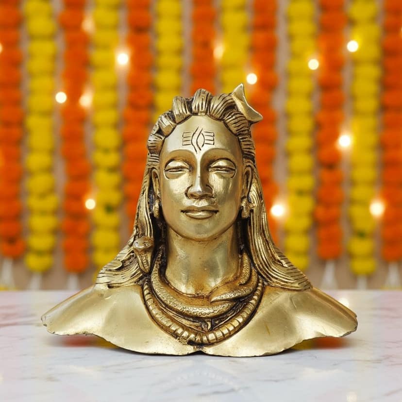 Brass Adiyogi God Idol Statue | Mandir Murti, Height : 4 Inch (BSMAS1400 F)