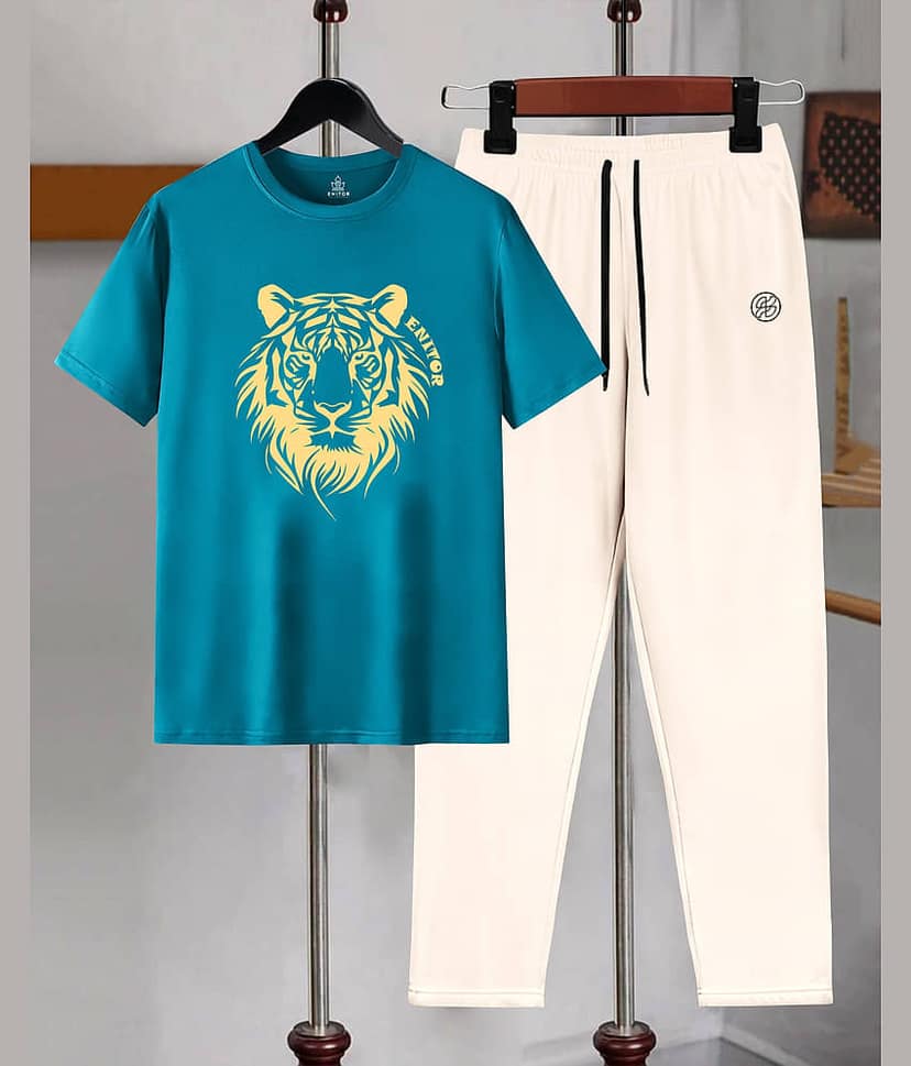AUSK Teal Cotton Blend Relaxed Fit Men's Tracksuit ( Pack of 1 )