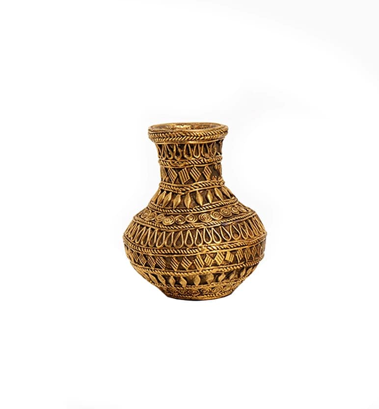 Handcrafted Bhareva Art Bell Metal Vase – Traditional Tribal Metal Craft view 2