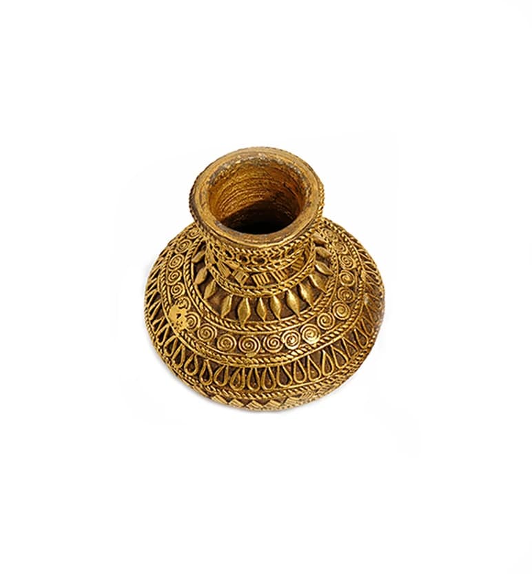 Handcrafted Bhareva Art Bell Metal Vase – Traditional Tribal Metal Craft view 5