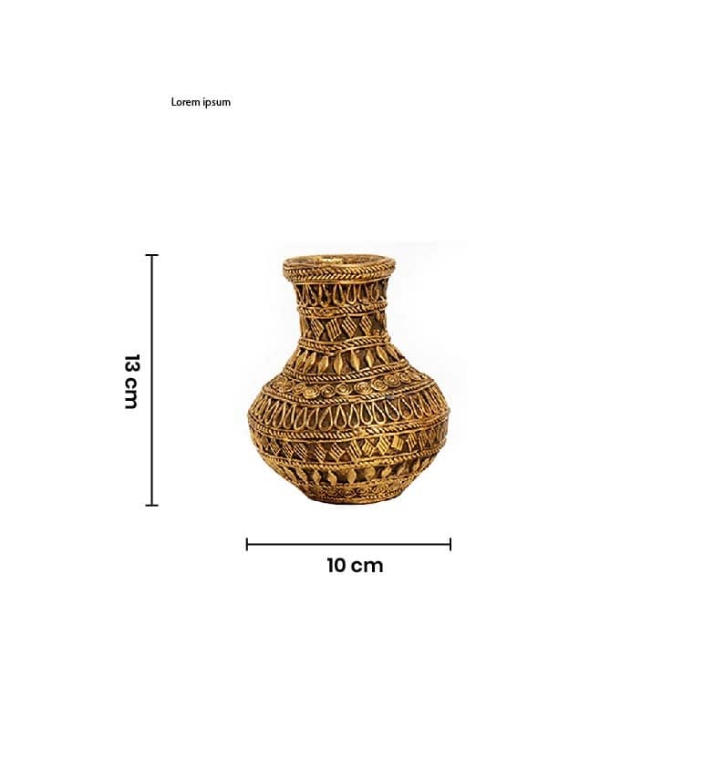 Handcrafted Bhareva Art Bell Metal Vase – Traditional Tribal Metal Craft view 6