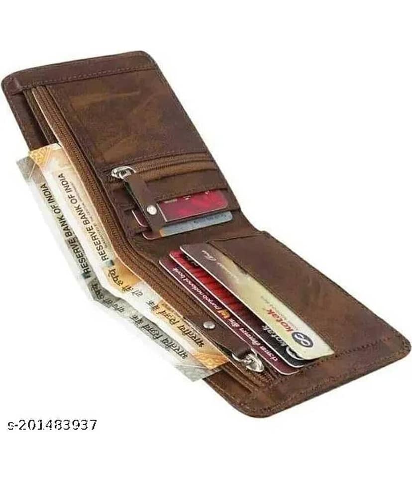 HRFSTAR PU Solid Men's Regular Wallet With 5 Slots For Card ( Brown , Pack of 1 )
