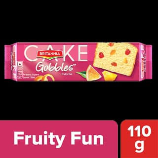 Britannia Gobbles Bar Cake - Fruity Fun, Soft & Fluffy Snack, 110 G