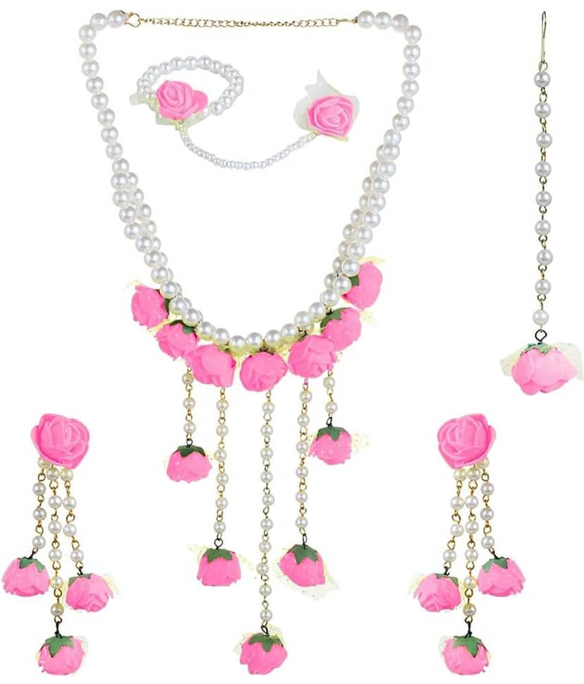 YOUBELLA Pink Alloy Necklace Set ( Pack of 1 ) view 2