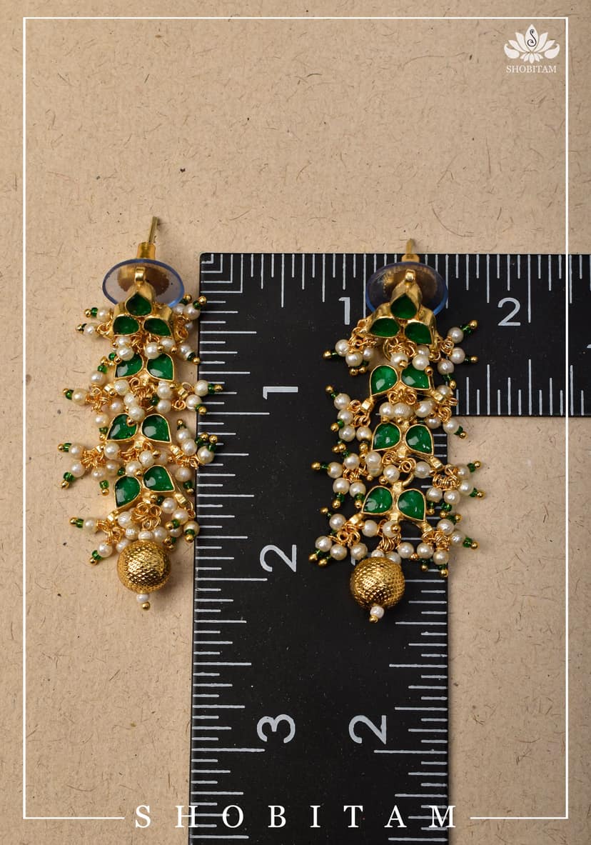 2 Inch Layered Leaf design earrings | Shobitam Jewelry view 2