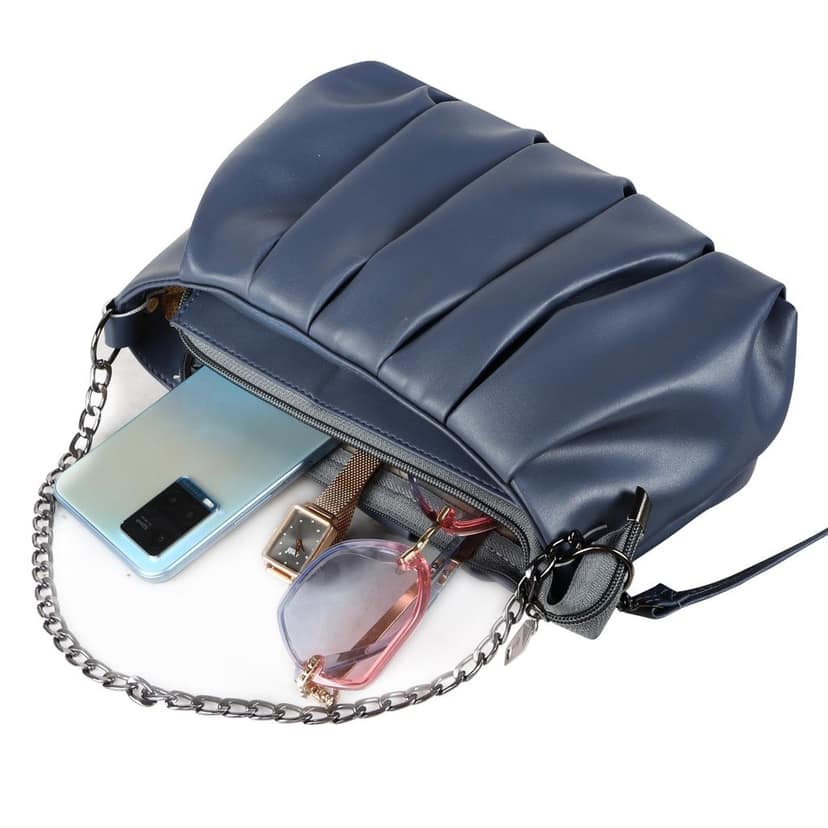 Blue Designer Faux Leather Handbag For Women And Girls HB28 view 4