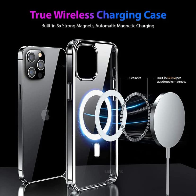 LI-C-07\tLIRAMARK Magnetic MagSafe Compatible Protective Clear Case for Apple iPhone 12 Pro Max view 3