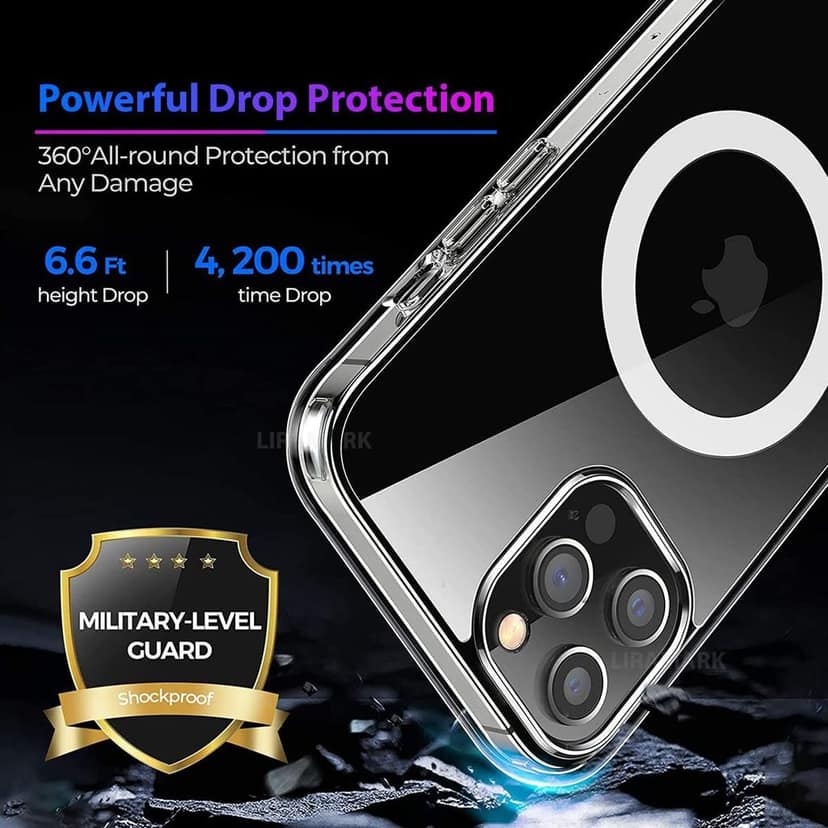 LI-C-07\tLIRAMARK Magnetic MagSafe Compatible Protective Clear Case for Apple iPhone 12 Pro Max view 6