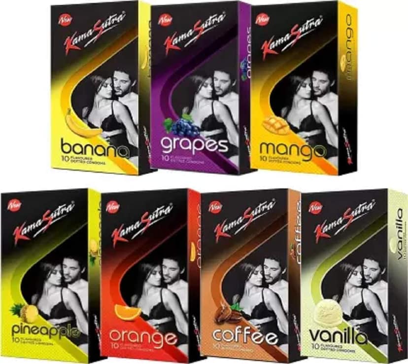 KamaSutra Honeymoon Super Dotted Pack With Exciting Flavours Condoms Condom (Pack of 7, 70S) view 2