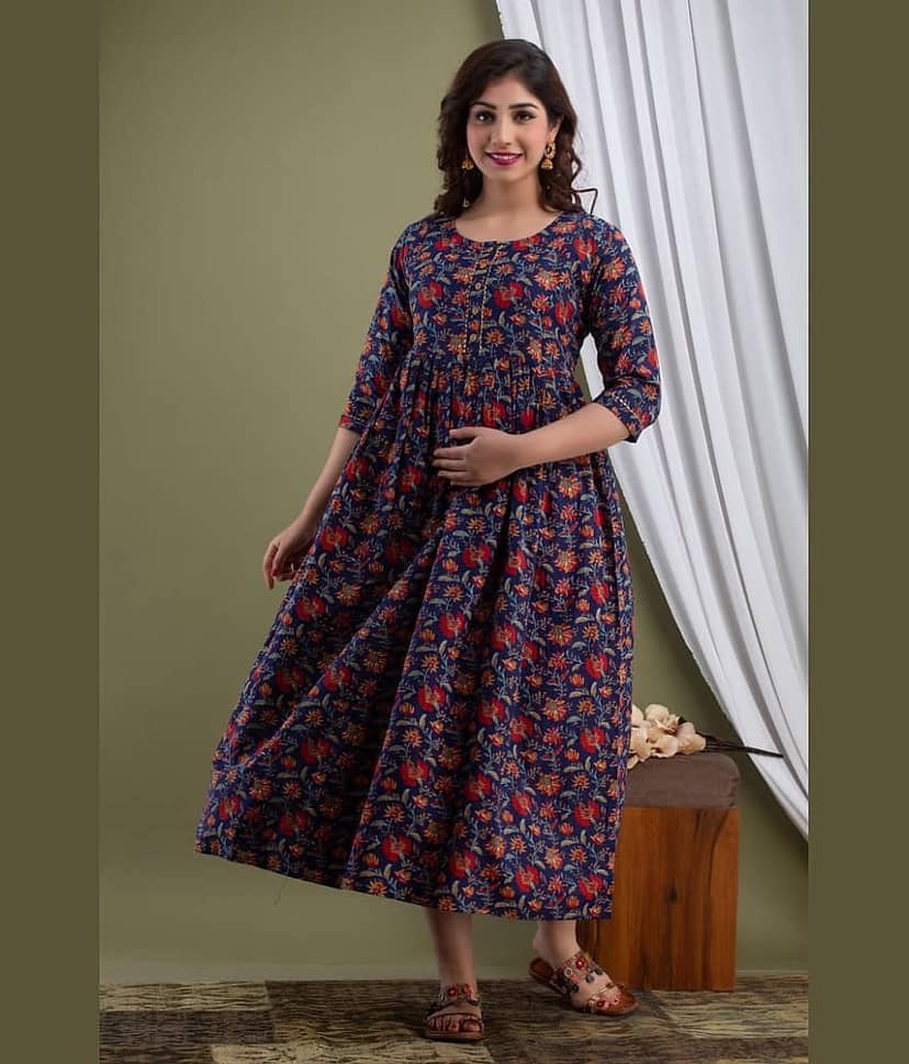 Nevisha Style Blue Cotton Maternity Tops view 2