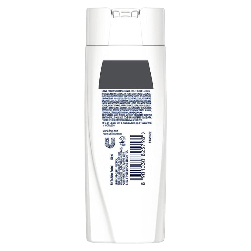 Dove Body Love Nourished Radiance Body Lotion For Very Dry Skin 48Hrs Moisturisation Paraben Free With Plant Based Moisturiser Soft Radiant Skin, 100Ml view 2