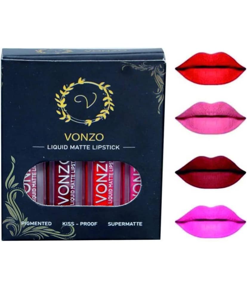 Vonzo Matte Liquid Lipsticks Pack Of 4 In Multicolor With Long-Lasting Impact Set (2Ml Eachh)