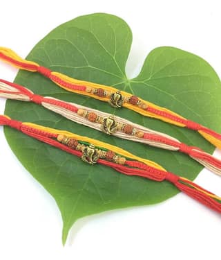 thriftkart Rakhi Set Multicolour 3PC GANESHA MOLI Rudraksh RAKHI FOR BHAI
