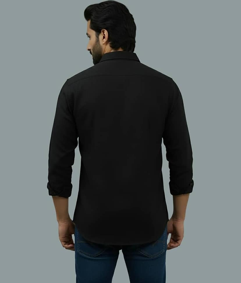 Yugnik Cotton Blend Slim Fit Full Sleeves Men's Formal Shirt - Black ( Pack of 1 ) view 2