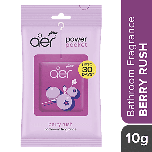 Godrej Aer Power Pocket - Long Lasting Bathroom Fragrance, Berry Rush, 10 g