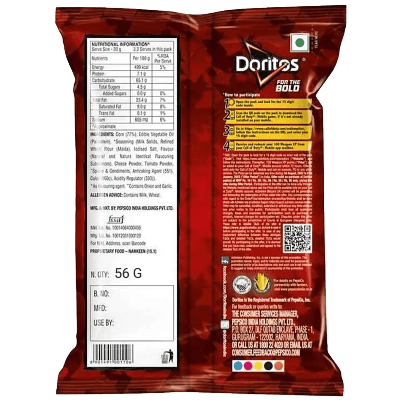 Doritos Nacho Chips - Cheese Flavour, 56 G view 2