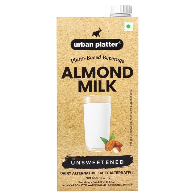 Urban Platter Almond Milk, Unsweetened, Dairy-free, Plant-Based, 1 L