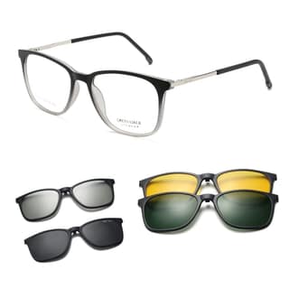Rectangle 3D Clip On Glasses,4PCS TR90 Spectacle Frame for Myopic Men Women
