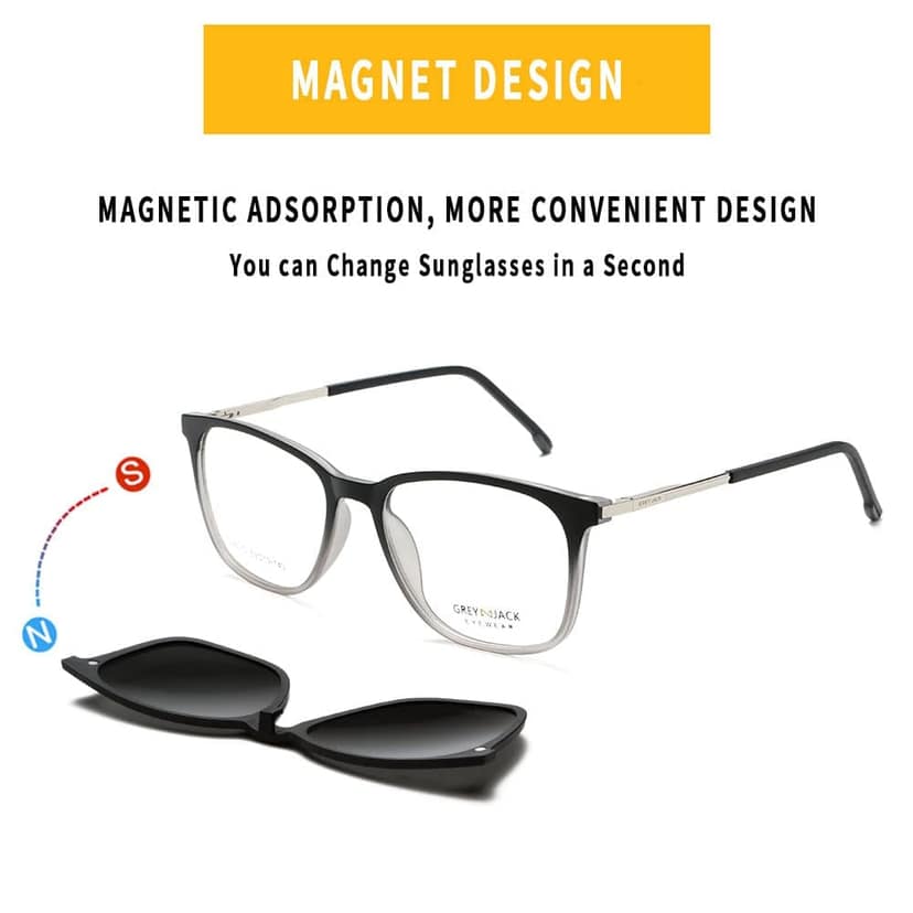 Rectangle 3D Clip On Glasses,4PCS TR90 Spectacle Frame for Myopic Men Women view 2