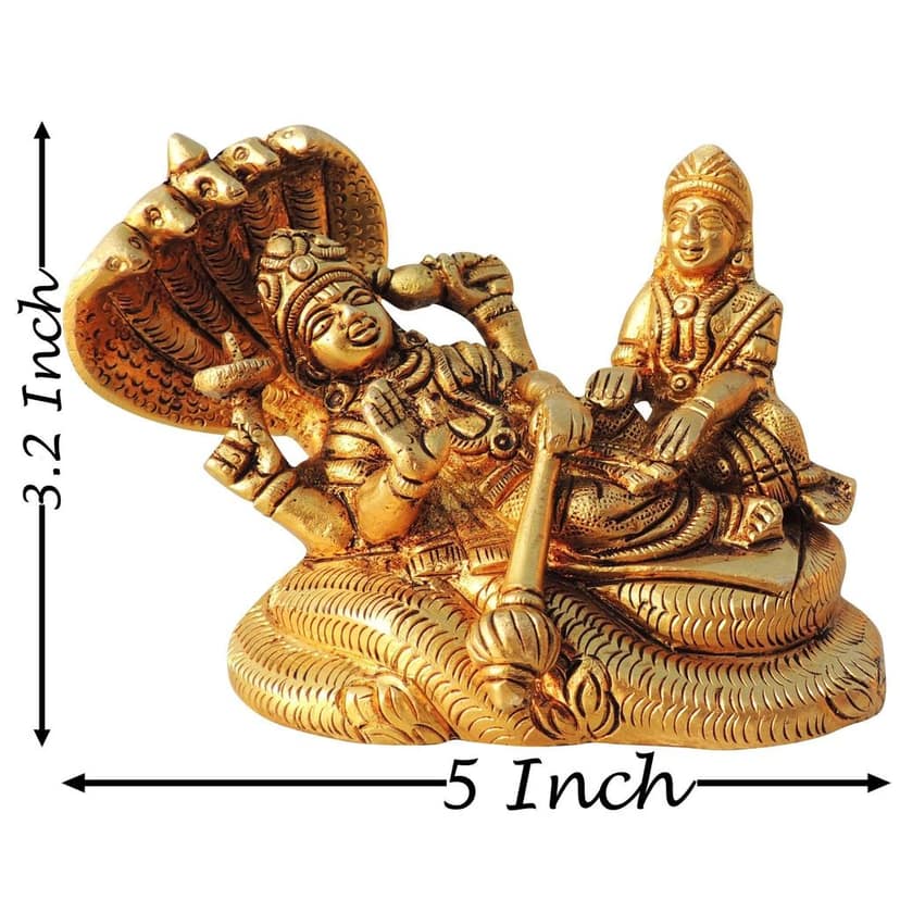 Brass Vishnu & Laxmi Ji Idol - Spiritual Home Temple Showpiece, Height : 3.2 Inch (BSMAS1050 X) view 2