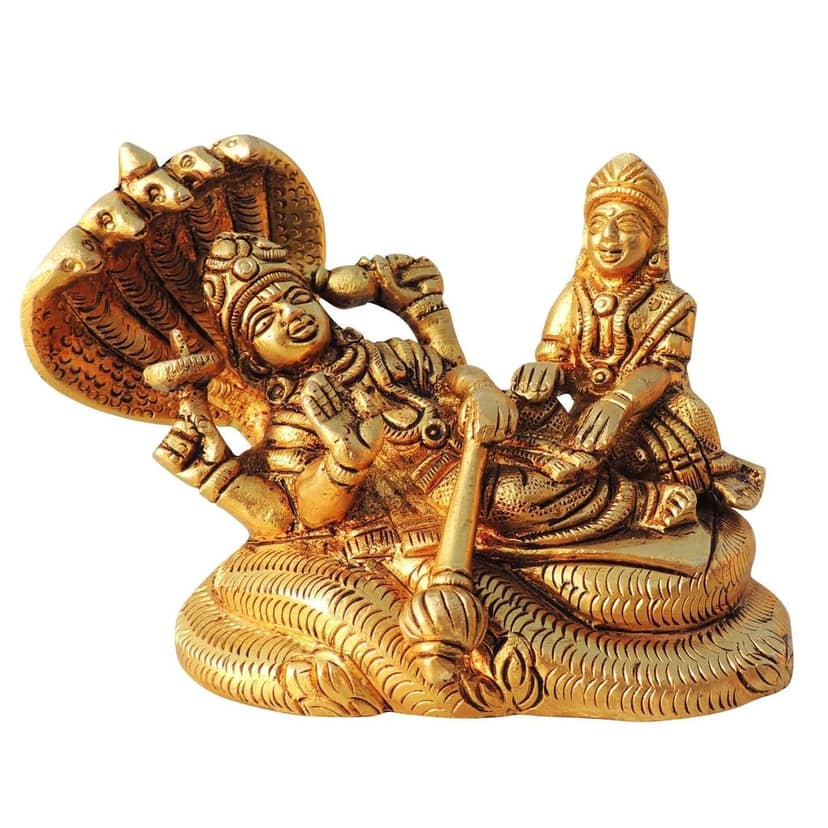 Brass Vishnu & Laxmi Ji Idol - Spiritual Home Temple Showpiece, Height : 3.2 Inch (BSMAS1050 X) view 3