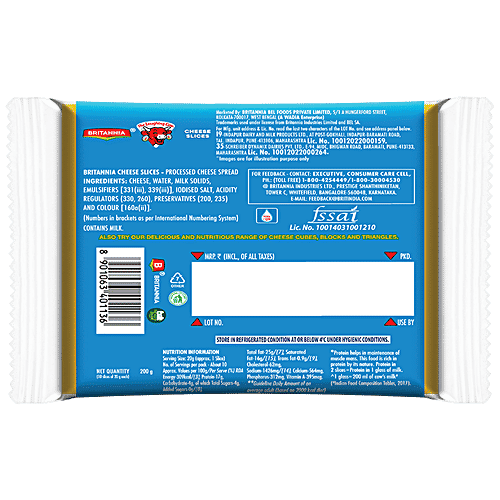 Britannia Processed Cheese Slice - Goodness Of Cow's Milk, 200 G (10 Slices X 20 G Each) view 2