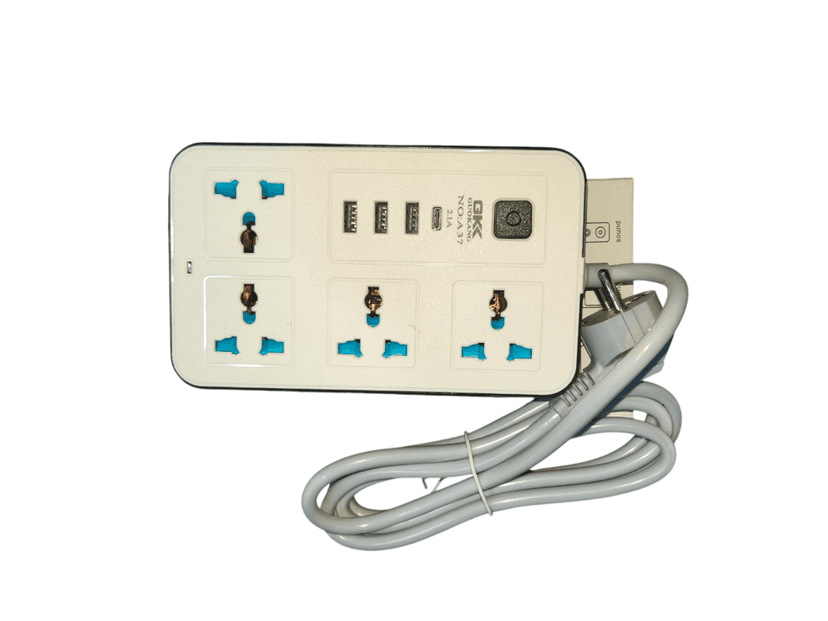 Universal Multi-Plug Extension Board with 3 USB Ports & Type-C PD Port (2.1A Fast Charging, Master Switch) view 3