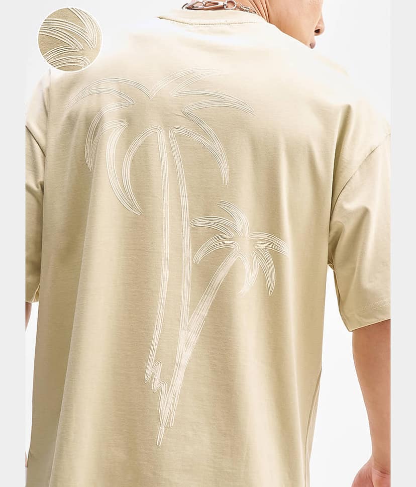 Highlander Men Cotton Oversized Fit Printed T-Shirt ( Nude ) view 5