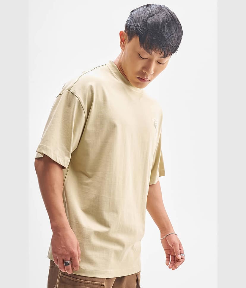 Highlander Men Cotton Oversized Fit Printed T-Shirt ( Nude ) view 6
