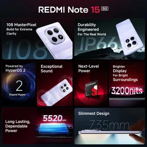 REDMI NOTE 15 PRO 5G (Silver Ash, 8GB RAM, 128GB Storage) view 2