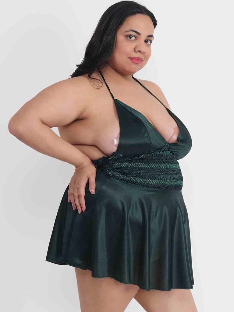 Plus Size Hot Short Green Bikini Dress for Honeymoon BB35Gb view 3