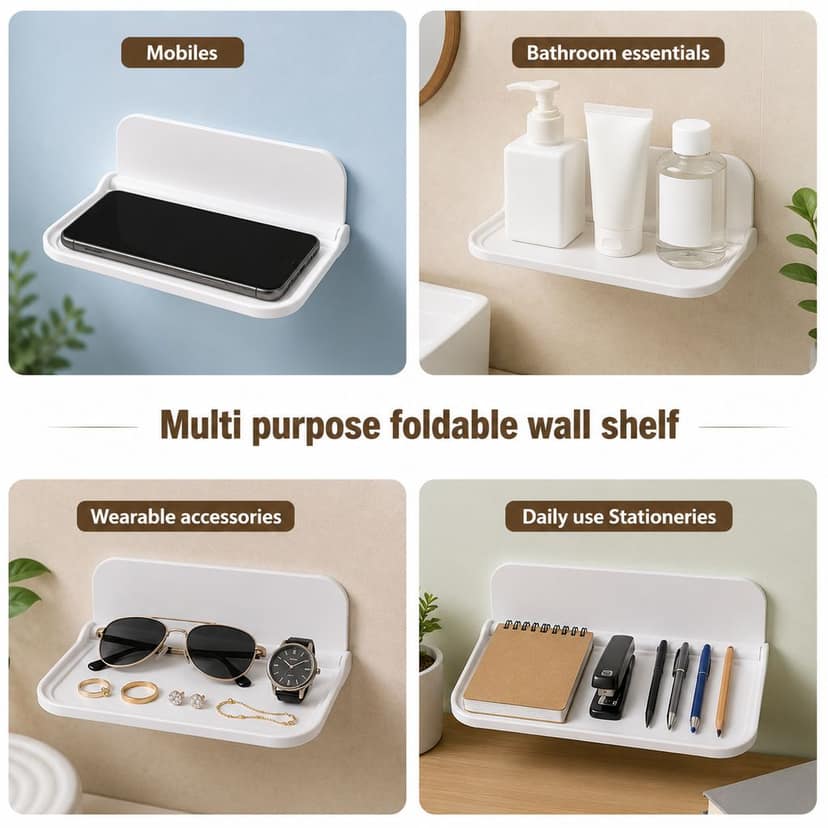 Multi-purpose Foldable Wall Shelf and Mobile Holder view 3