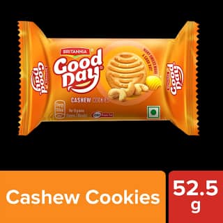 Britannia Good Day Cashew Cookies - Crunchy, Zero Trans Fat, Ready To Eat, 52.5 G