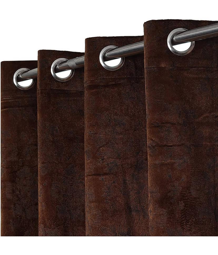 Kraftiq Homes Floral Room Darkening Eyelet Curtain 9 ft ( Pack of 1 ) - Brown