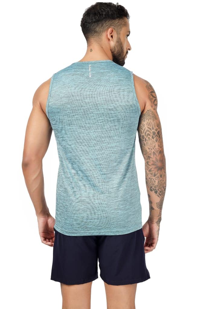 BLUEFICUS Men's GymVest Workout and Muscle Tank Top for Bodybuilding Running Weight Lifting Made by Dryfit Polyester Fabric (Green) view 5