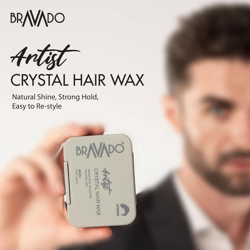 BRAVADO Artist Crystal Strong Hold Hair Wax for Men | Easy to restyle, Ultimate Hold & Natural Shine | Hair Cream, Strong hold, Hair Styling Wax, Hair Clay, Hair Gel | for All Hair Types | 75g view 3
