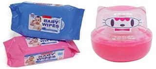 Elecsera Baby Products Unbreakable Total Hygiene Cylindrical Powder with Baby Wipes Tissue (3 Items in the set)
