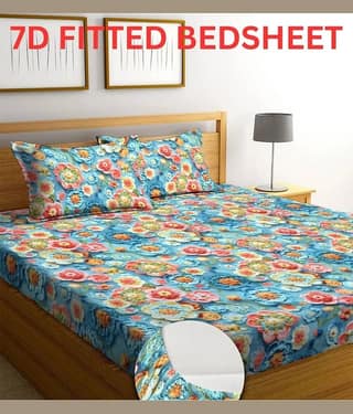 Panipat Textile Hub Green Cotton 1 Double King Bedsheet with 2 Pillow Covers ( 200 cm x 184 cm )
